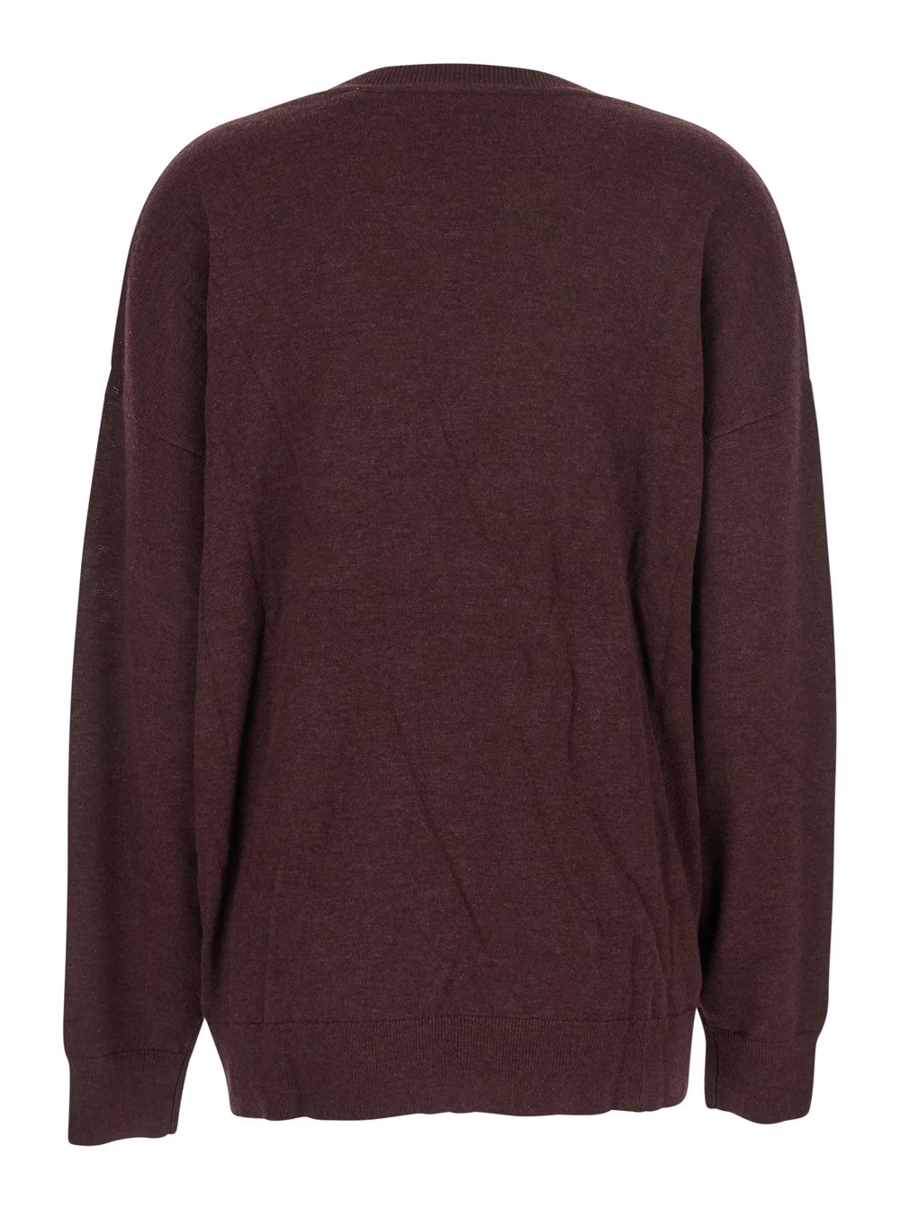 Isabel Marant MAglia con Scollo a V e Dettaglio Anello in Vita in Tessuto Bordeaux Donna, view 2