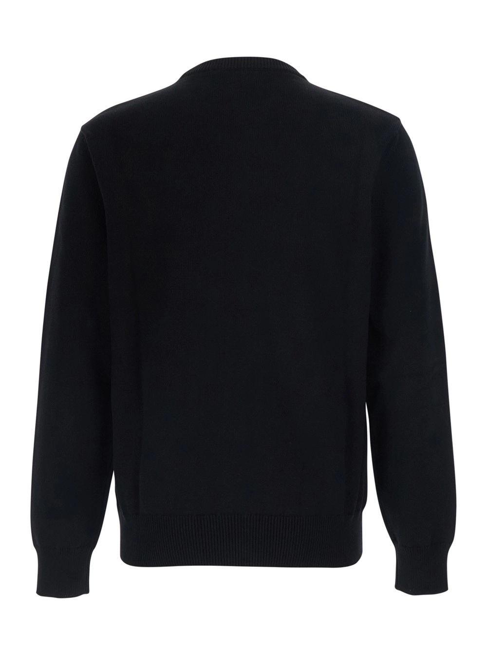 Emporio Armani Maglione Girocollo con Lavorazione a Maglia in Cotone Nero Uomo, view 2