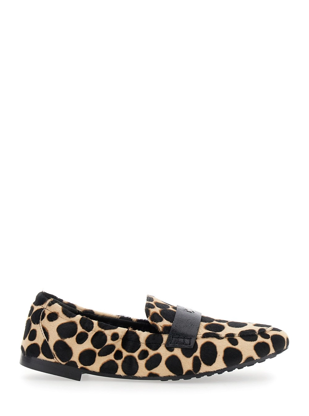 Tory Burch Mocassini con Logo sul Fronte e Motivo Animalier in Pelle Beige Donna