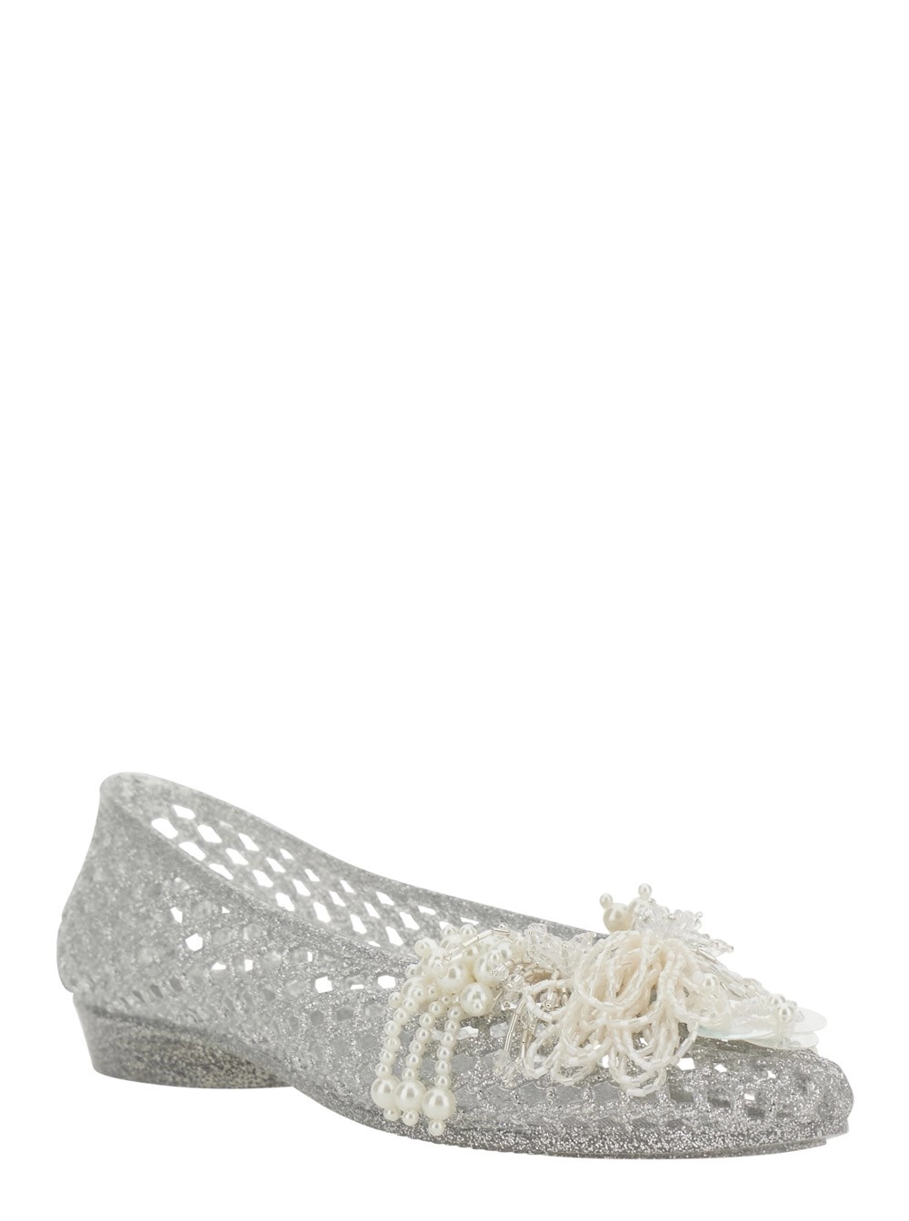 Heavenly jelly Ballerine 'Muse' con Dettagli con Perline in Tessuto Tecnico Color Metallico Donna, view 2