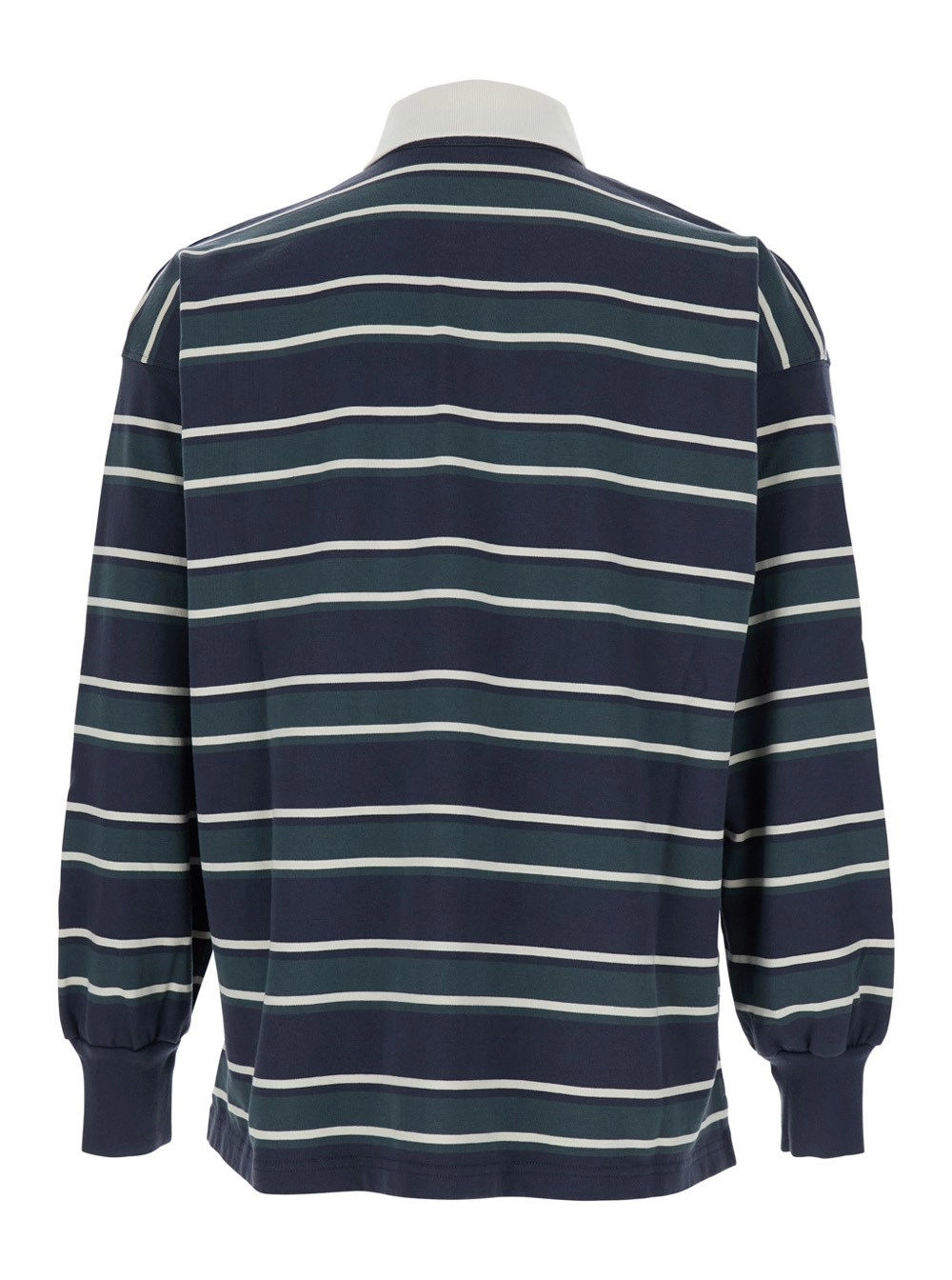 Autry Polo con Colletto Classico e Motivo a Righe All-Over in Cotone Blu Uomo, view 2