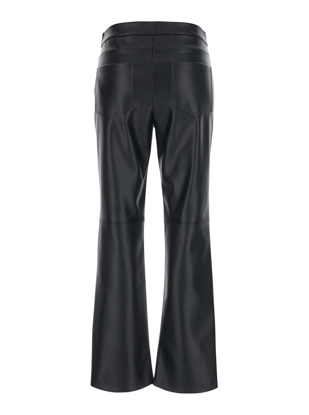 'S Max Mara Pantalone 'Sublime' con Gamba Svasata e Chiusura Nascosta sul Fronte in Ecopelle Nero Donna, view 2
