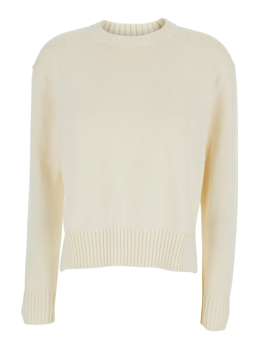 Polo Ralph Lauren Maglia con Maniche Lunghe e Collo Rotondo in Cotone Bianca Donna