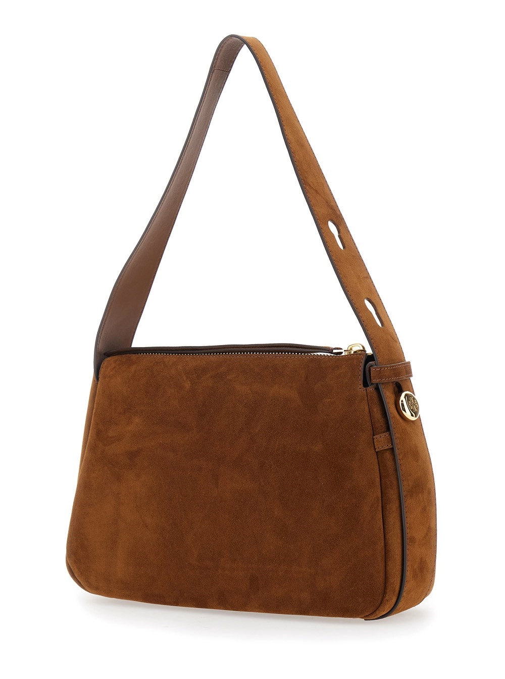 Tory Burch Borsa a Spalla 'Romy' conTracolla Regolabile in Pelle Martellata Marrone Donna, view 2