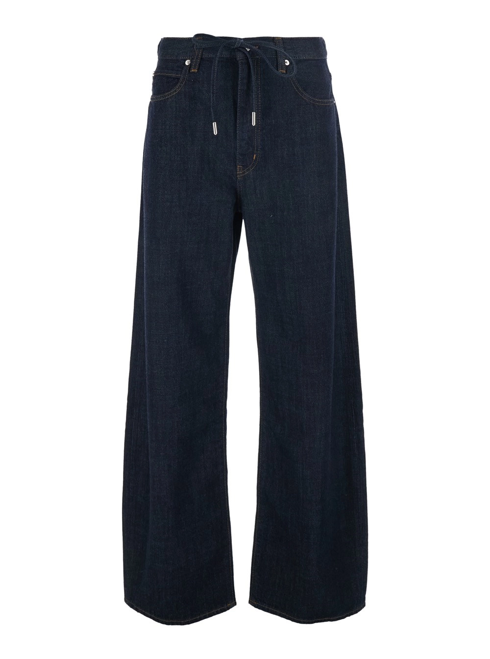 Frame Jeans 'The Off-Duty Drawstring Bow' con Vita con Coulisse e Gamba Ampia in Denim Blu Donna