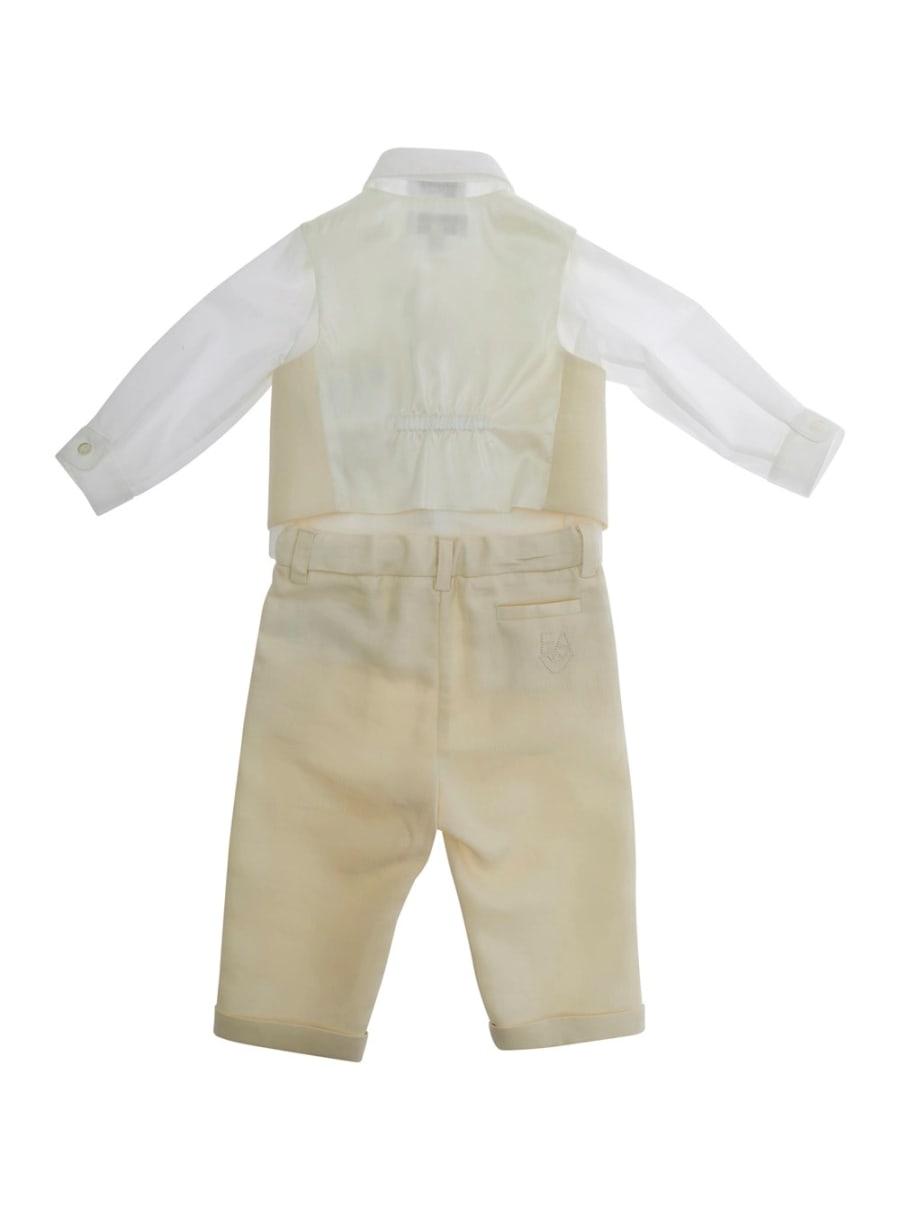 Emporio armani kids Completo con camcietta e pantaloni con logo ricamato in Cotone e viscosa Bianco baby, view 2