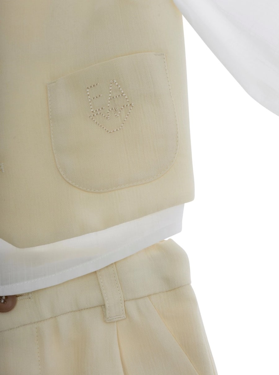 Emporio armani kids Completo con camcietta e pantaloni con logo ricamato in Cotone e viscosa Bianco baby, view 3