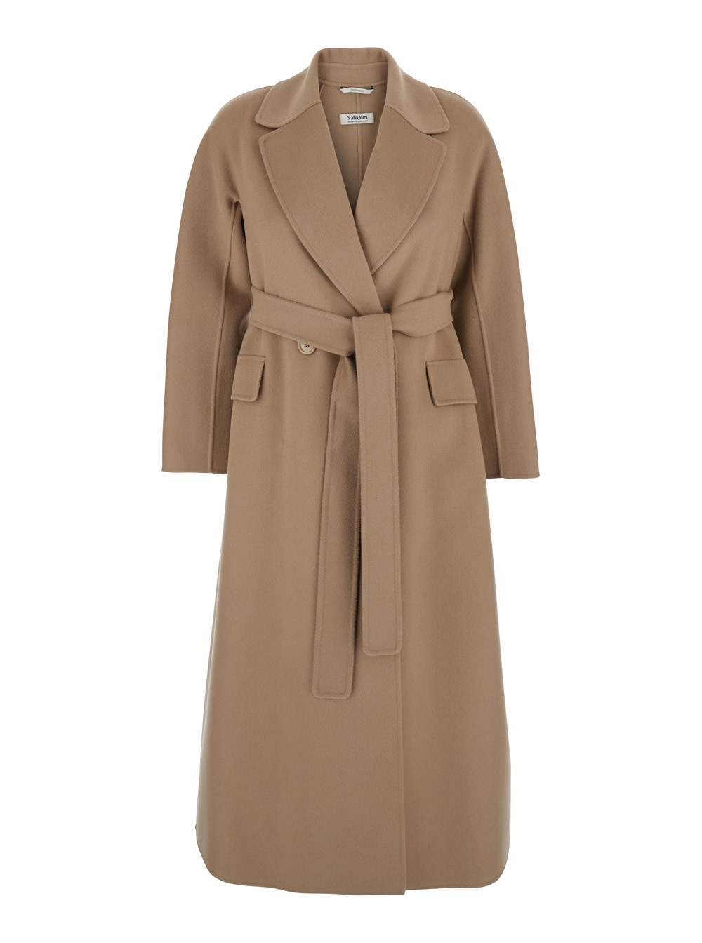 'S Max Mara Cappotto 'Enzo' con Revers Classici Ampi in Lana Vergine Beige Donna