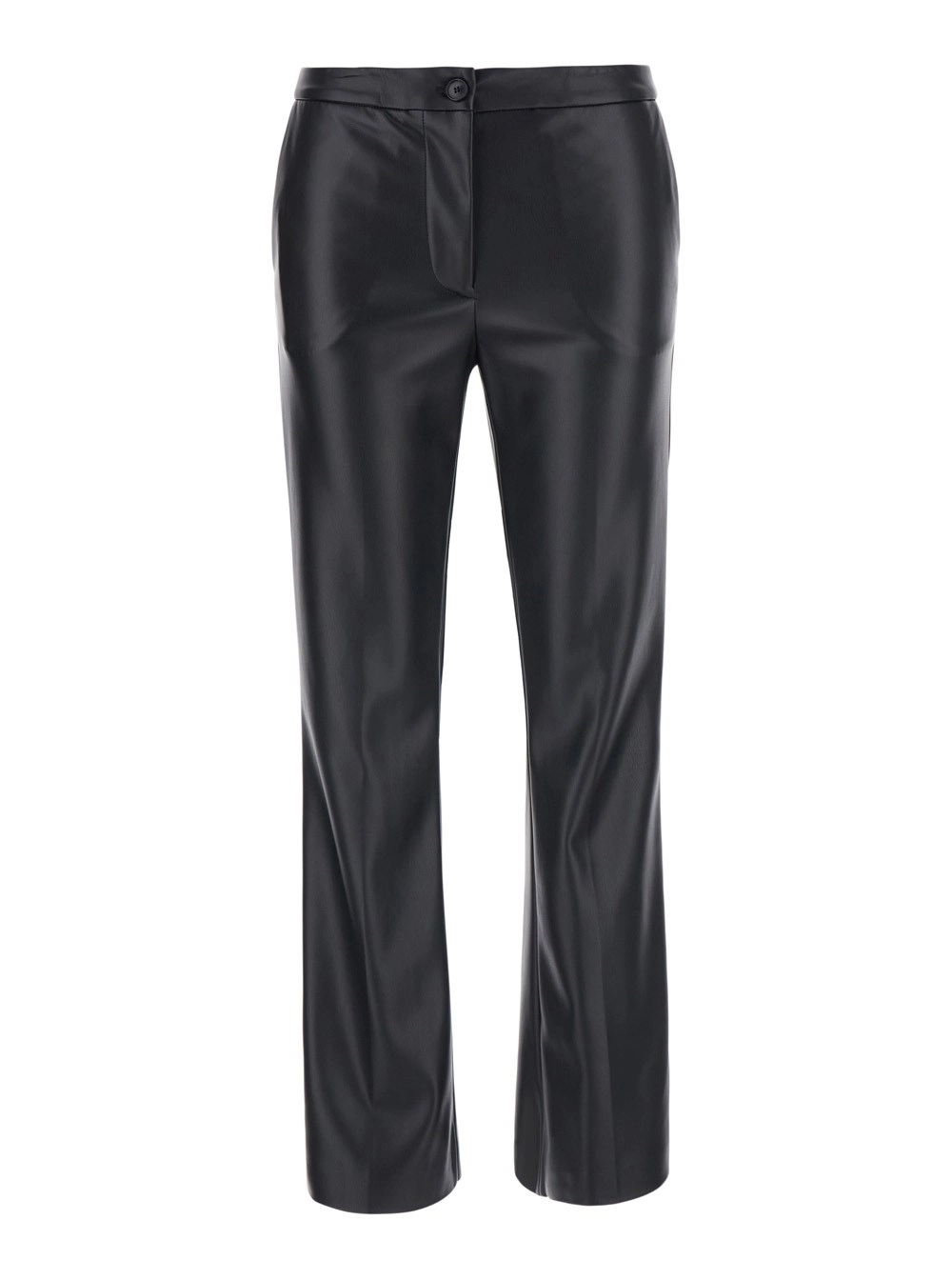 Jucca Pantaloni con chiusura con bottone in Eco Pelle Neri donna