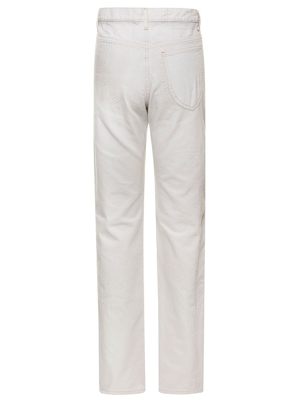 Maison Margiela Jeans a Cinque Tasche Dritti con Cuciture a Contrasto in Denim di Cotone Bianco Donna, view 2