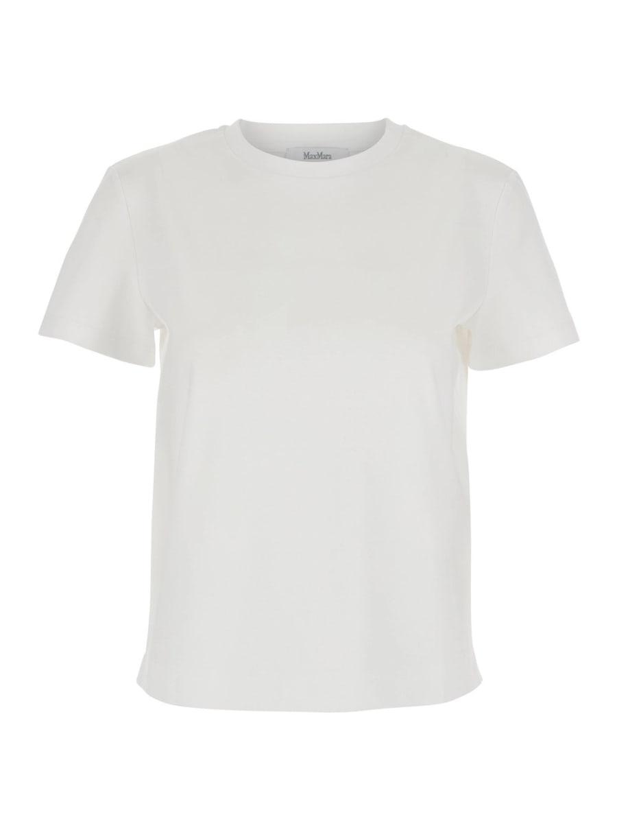 Max Mara Pure T-Shirt 'Donata' con Logo Ricamato sul Retro in Cotone Bianco Donna