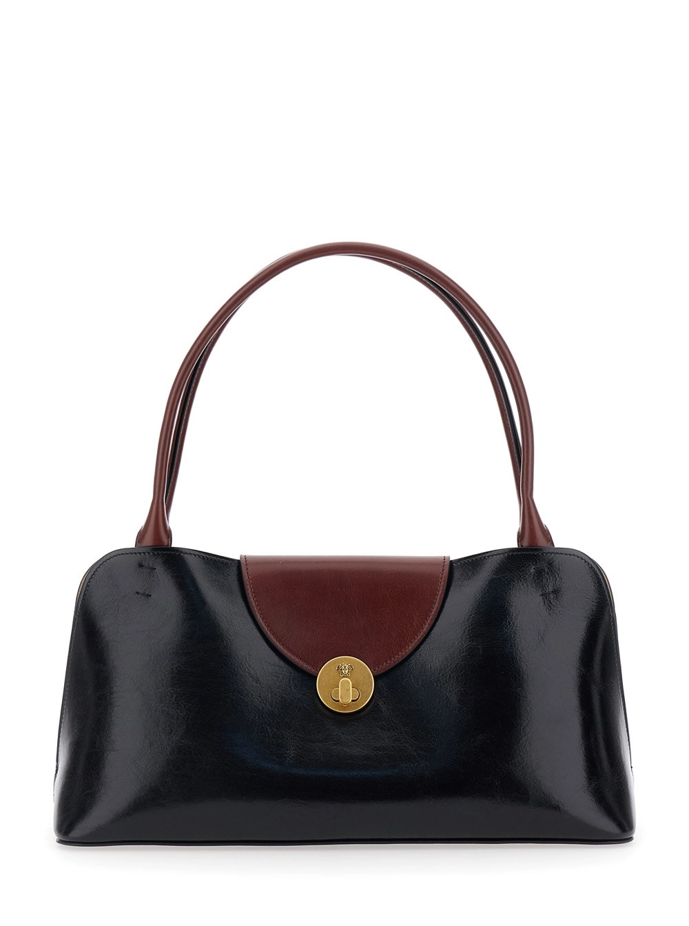 Versace Borsa a Spalla 'Vivien' con Chiusura a Girello con Placca Medusa in Pelle Nera Donna