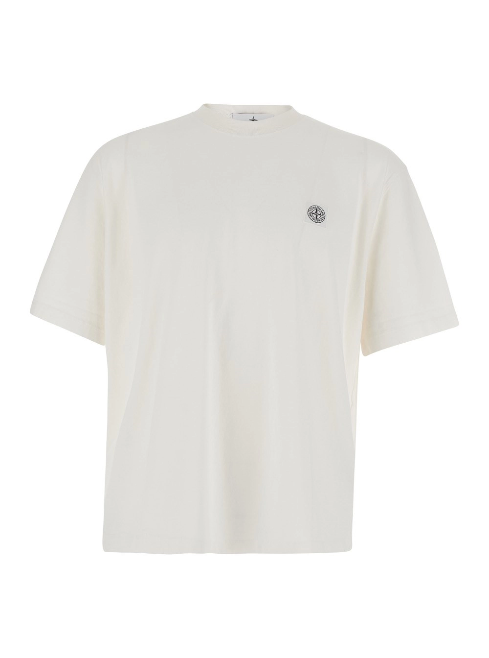Stone Island GIROCOLLO MC PESANTE con collo giro e maniche corte in Cotone Bianco Uomo