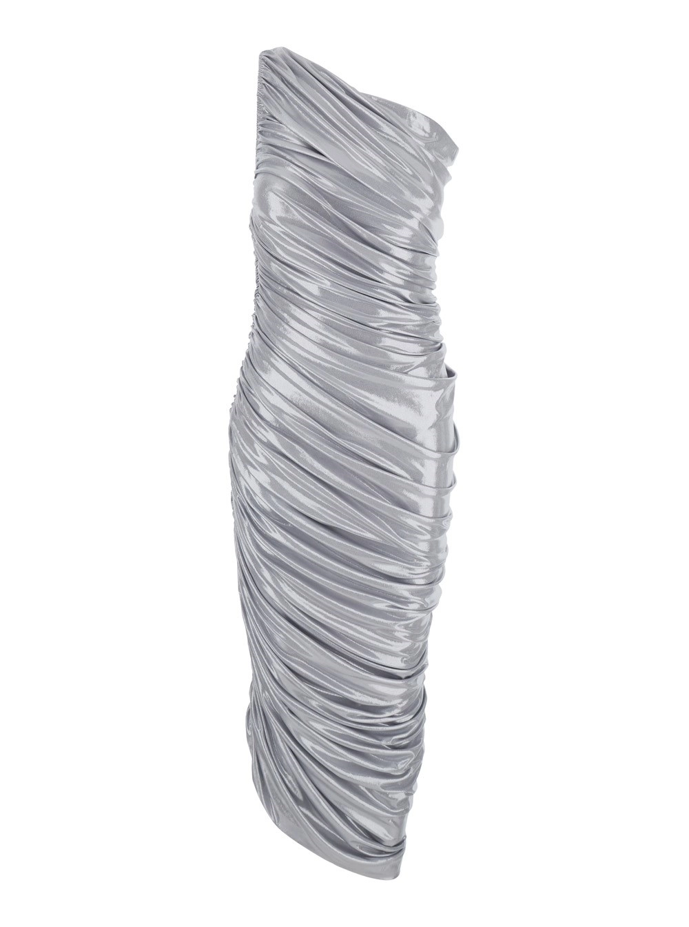 Norma kamali Abito Lungo 'Diana' con Scollo a V in Tessuto Metallico Donna