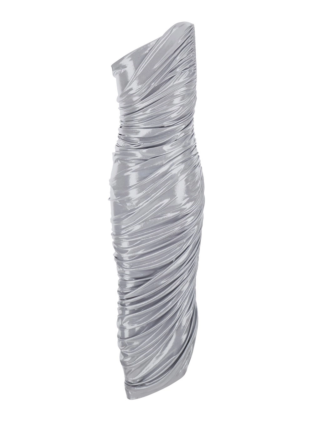 Norma kamali Abito Lungo 'Diana' con Scollo a V in Tessuto Metallico Donna, view 2