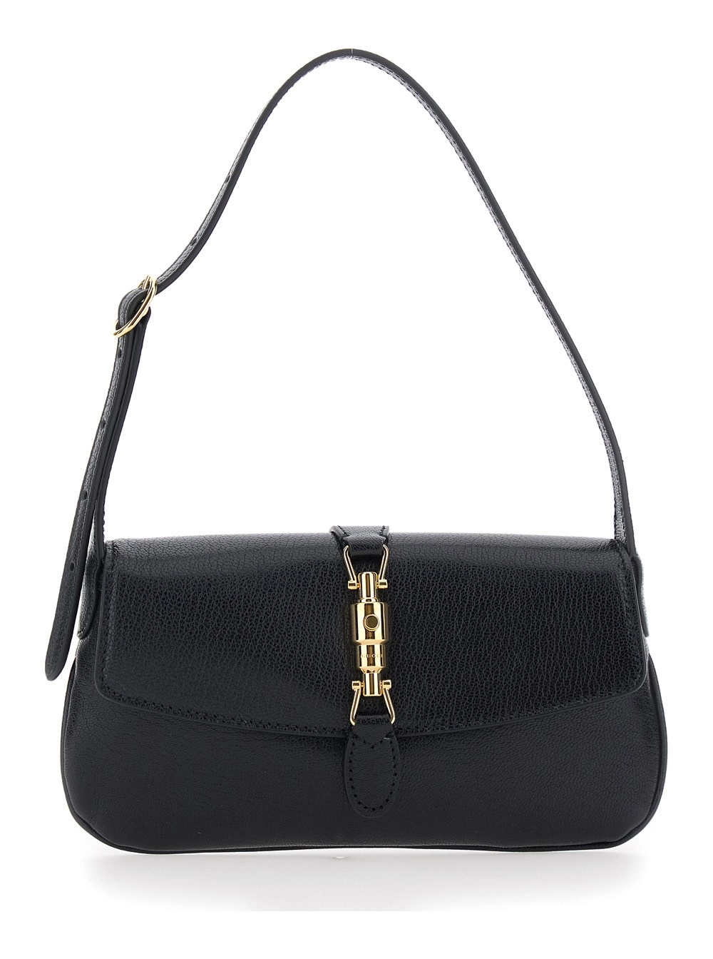 Gucci Borsa a Spalla 'Jackie' con tracolla regolabile e chiusura con pistone sul fronte in pelle nera donna