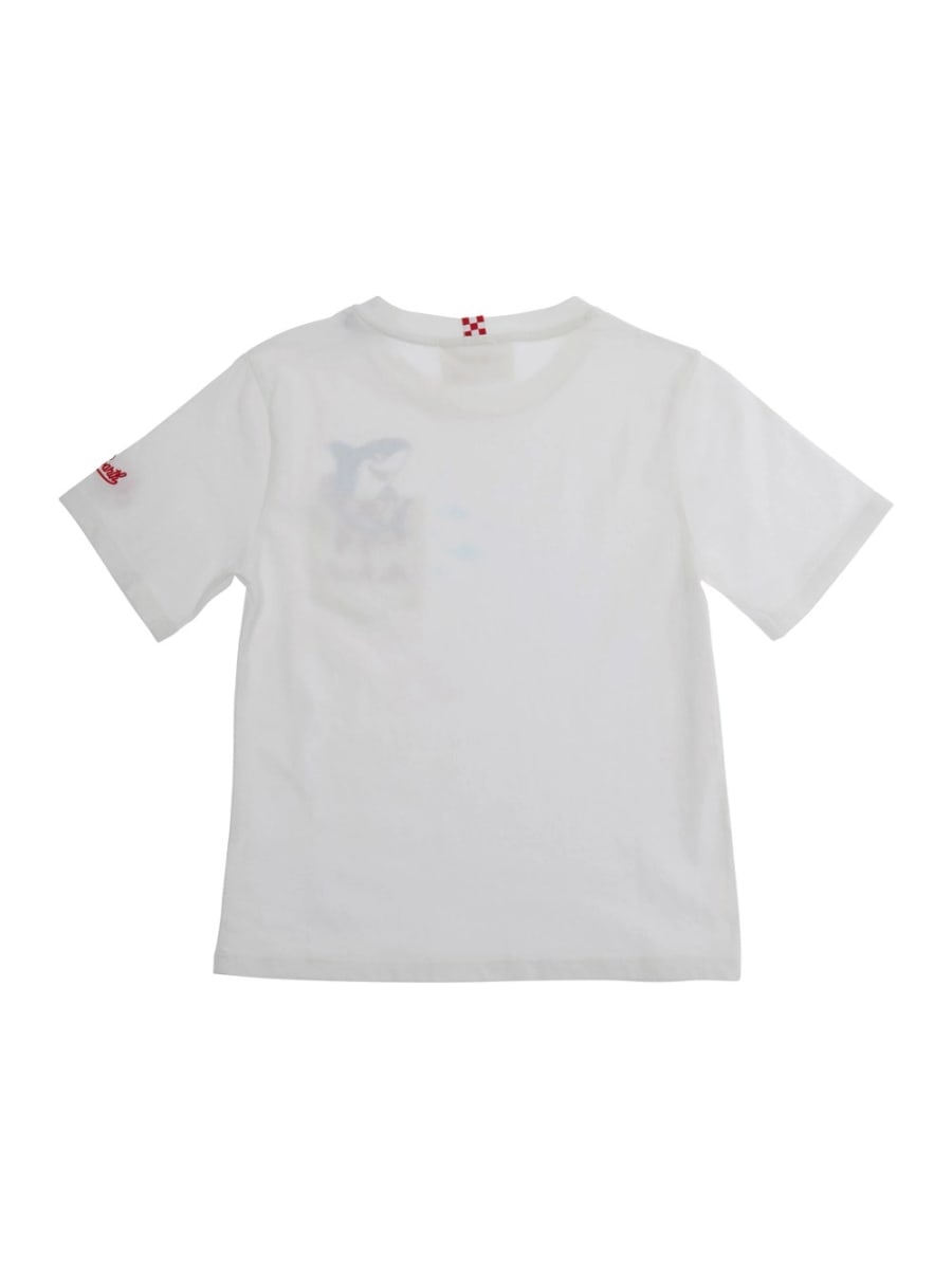 Mc2 saint barth kids T-Shirt 'EDDY' con Stampa Squalo sul Fronte in Bianco Bambino, view 2