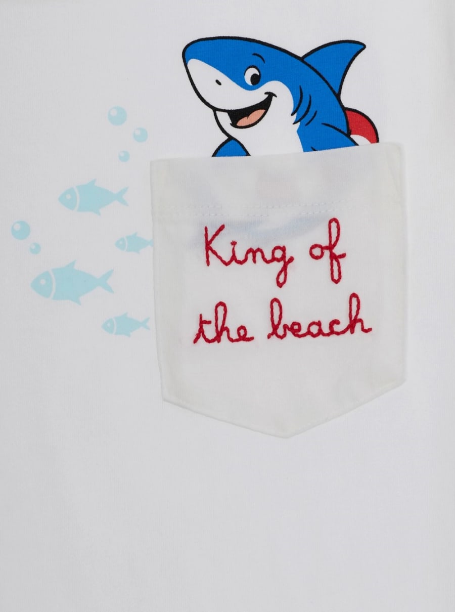 Mc2 saint barth kids T-Shirt 'EDDY' con Stampa Squalo sul Fronte in Bianco Bambino, view 3