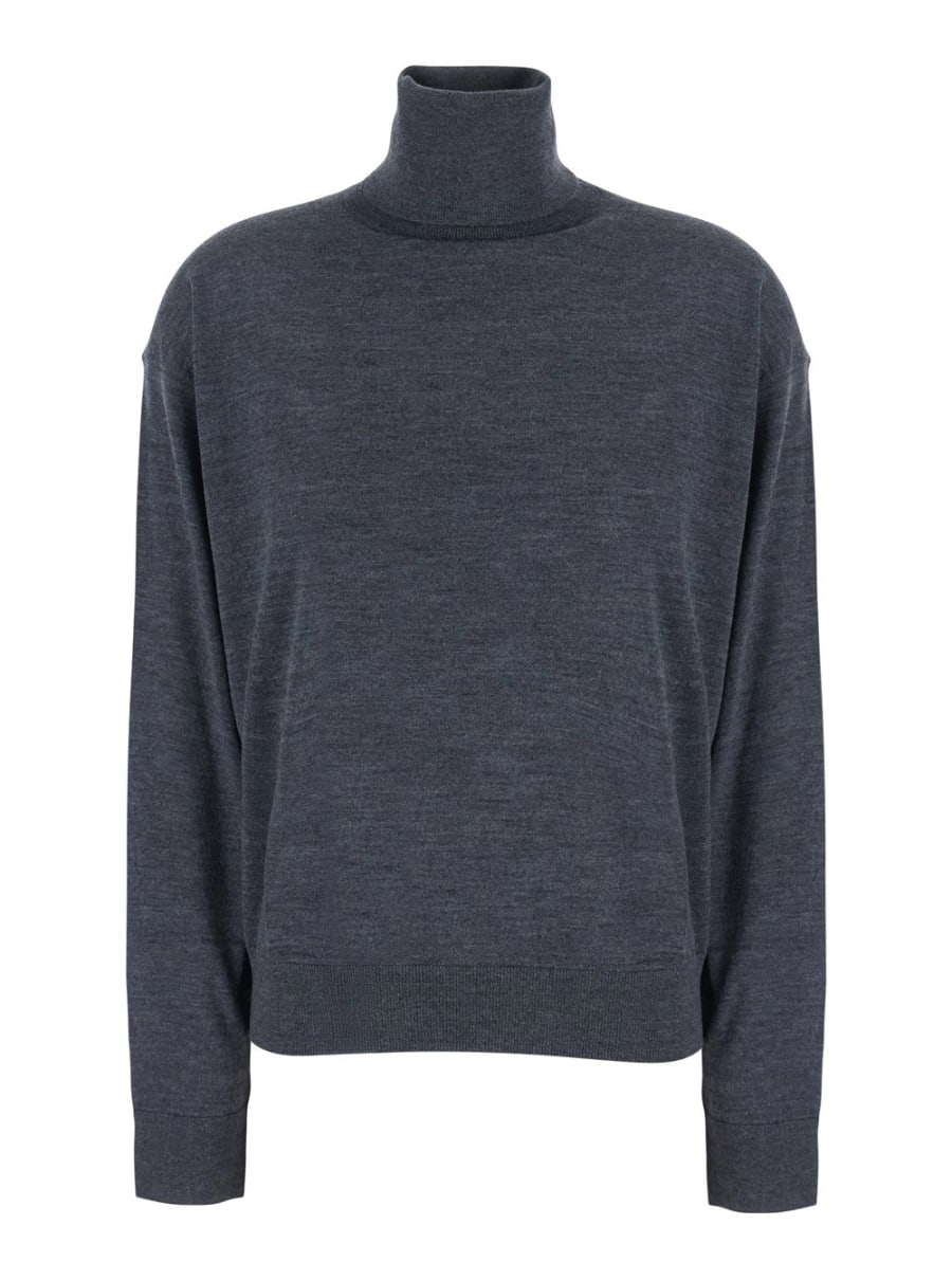 Semicouture Maglia 'FREDA' con scollo a V in lana vergine grigia per donna