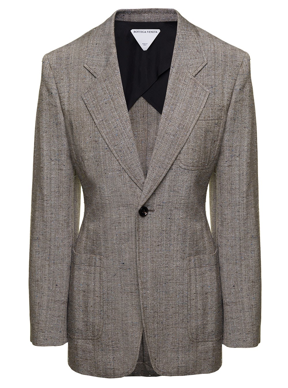 Bottega Veneta Giacca Sfiancata Monopetto con Singolo Bottone in Misto Viscosa Grigia Donna