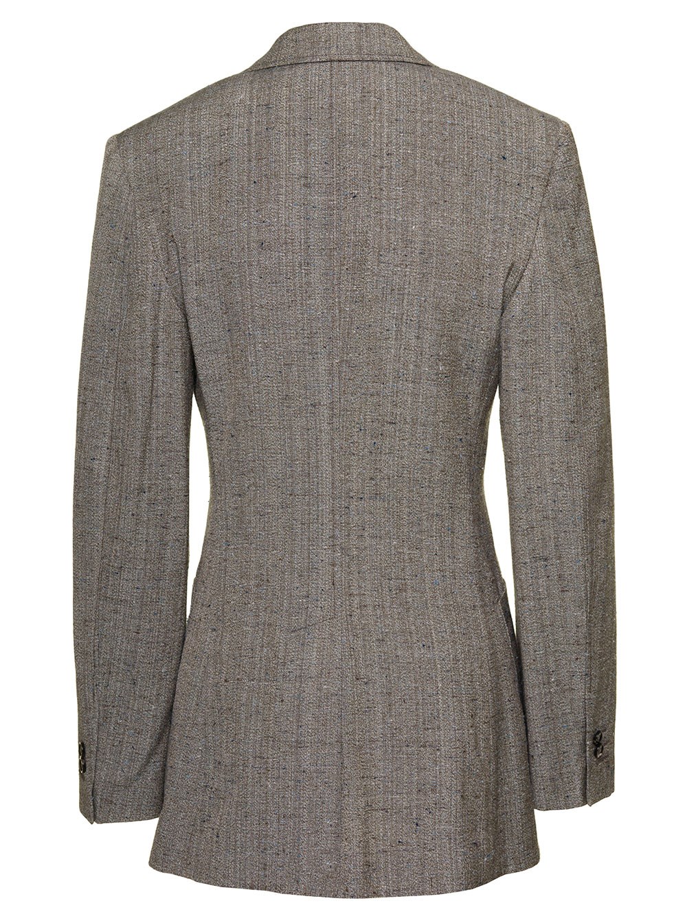 Bottega Veneta Giacca Sfiancata Monopetto con Singolo Bottone in Misto Viscosa Grigia Donna, view 2
