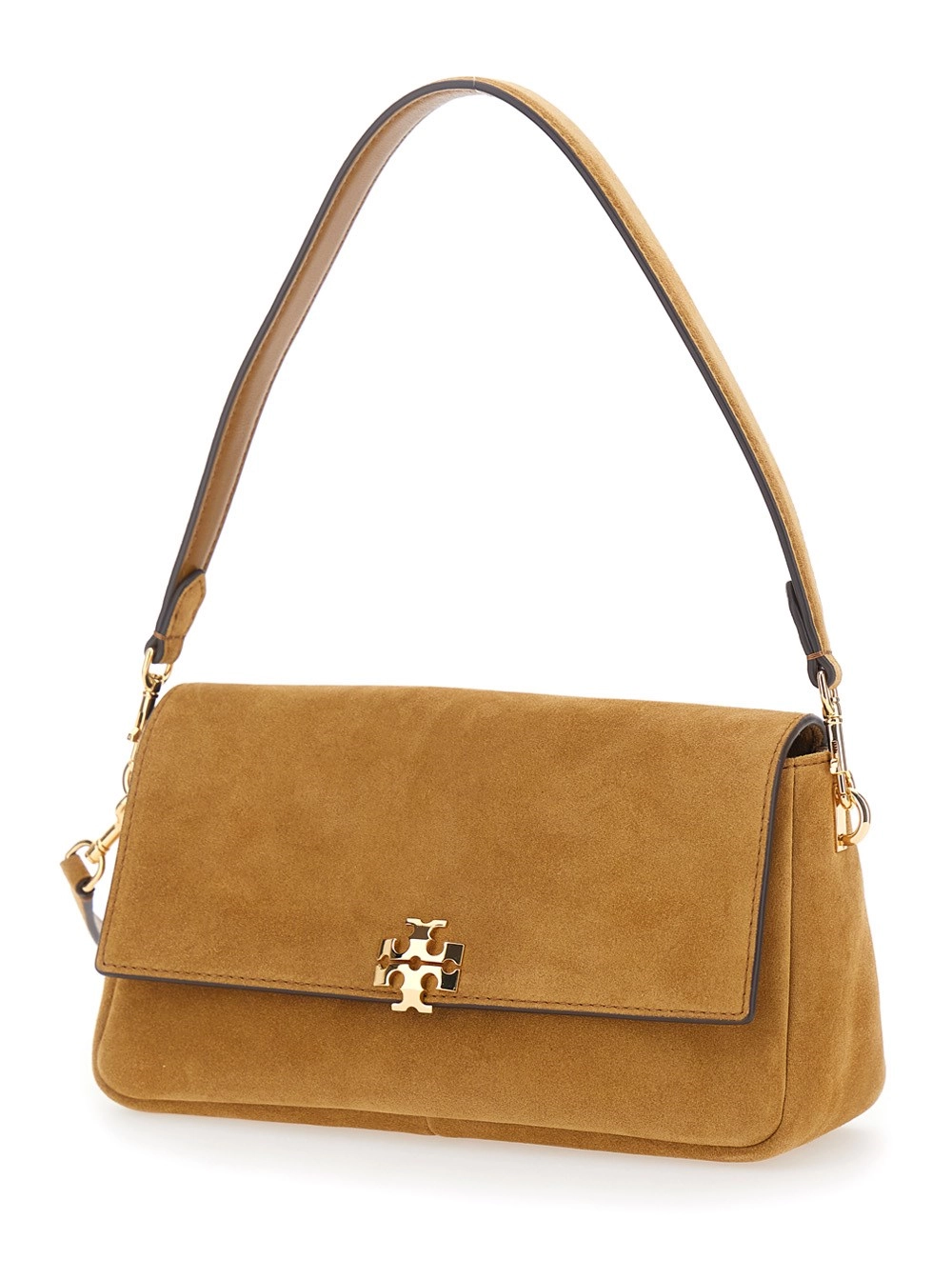 Tory Burch Borda a Tracolla 'Charlie' con Tracolla Regolabile e Removibile e Placca Logo sul Fronte in Pelle Scamosciata Marrone Donna, view 2