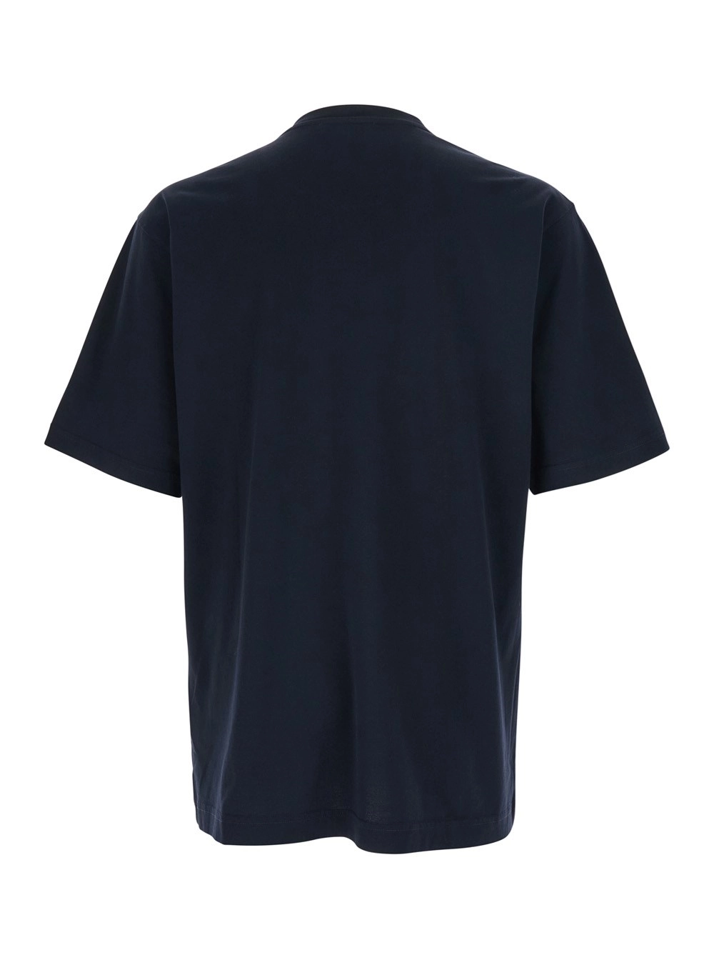 Dolce & Gabbana T-Shirt con Ricamo Logo sul Fronte in Cotone Blu Uomo, view 2