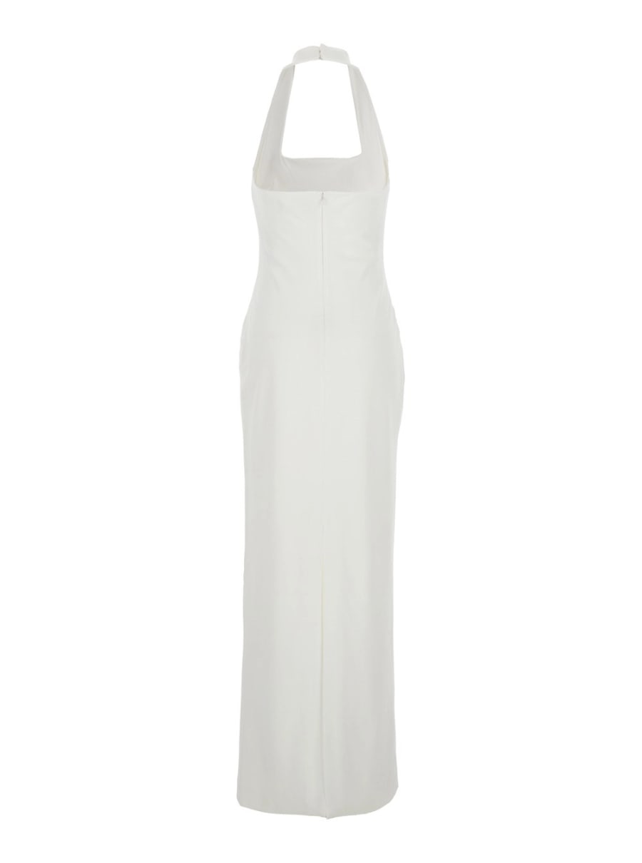 Solace london Abito Lungo 'Ilona' con Scollo Quadrato sul Fronte in Twill Bianco Donna, view 2