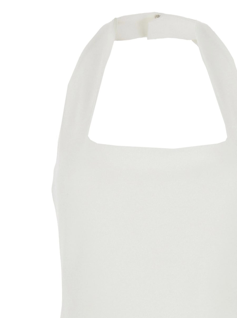 Solace london Abito Lungo 'Ilona' con Scollo Quadrato sul Fronte in Twill Bianco Donna, view 3