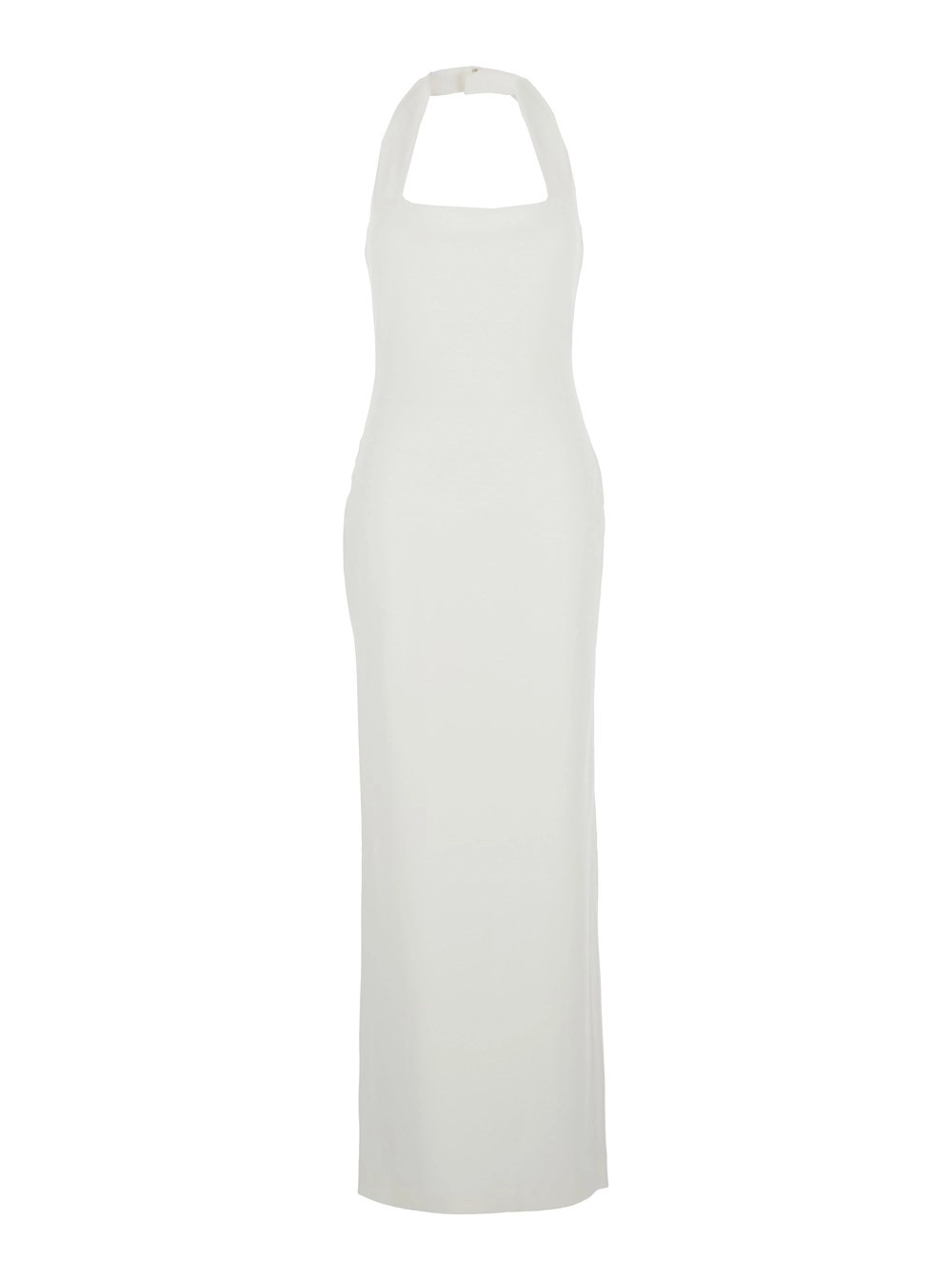 Solace london Abito Lungo 'Ilona' con Scollo Quadrato sul Fronte in Twill Bianco Donna