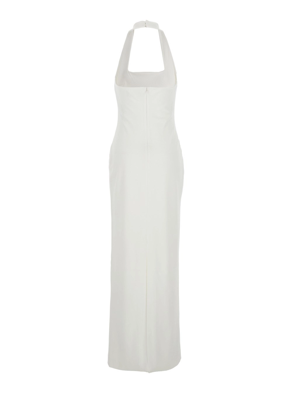 Solace london Abito Lungo 'Ilona' con Scollo Quadrato sul Fronte in Twill Bianco Donna, view 2