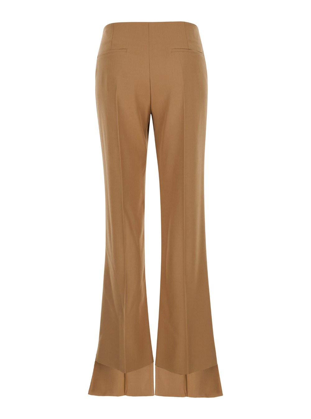 Chloé Pantaloni Svasati con Orlo Asimmetrico in Lana Grain de Poudre Beige Donna, view 2