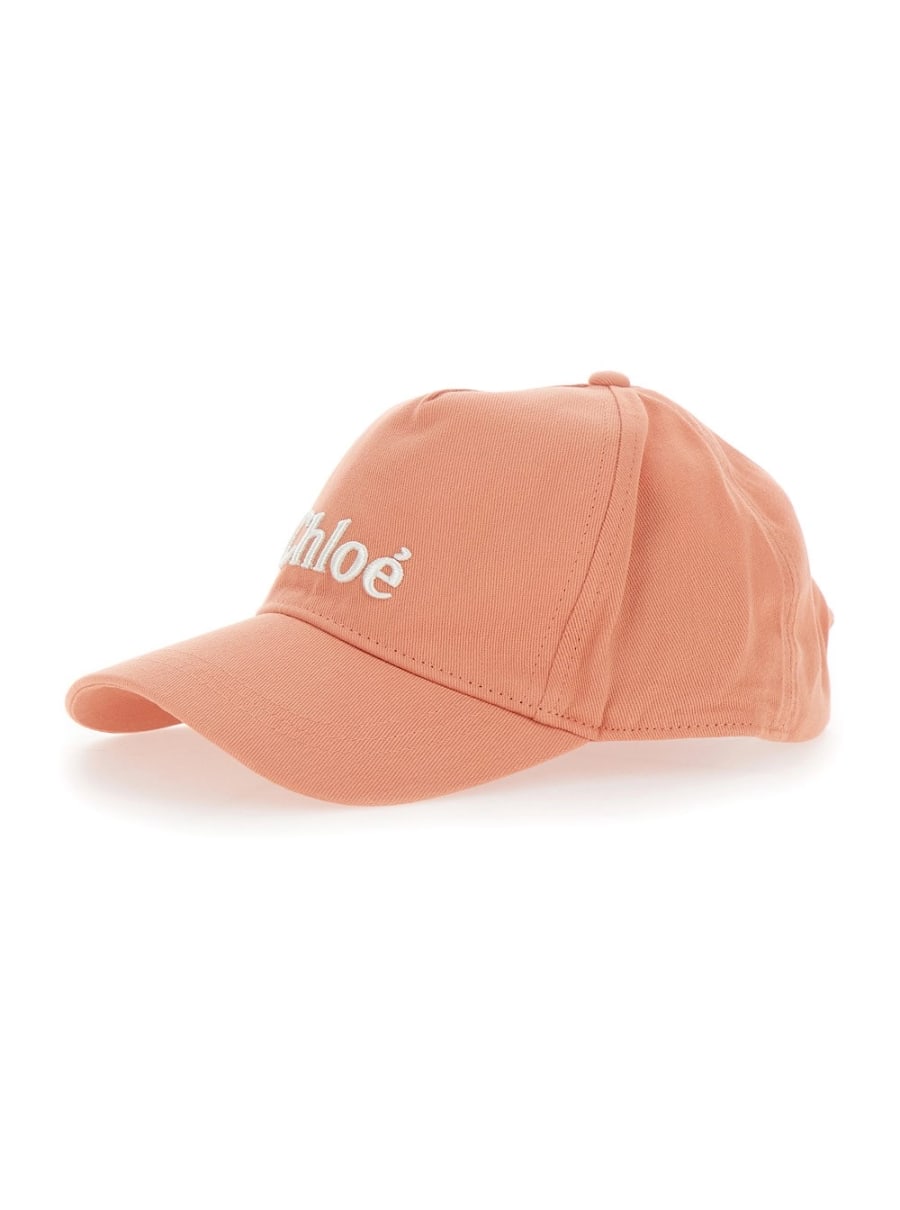 Chloé kids Cappello da Baseball con Logo Lettering sul Fronte in Cotone Arancione Bambina