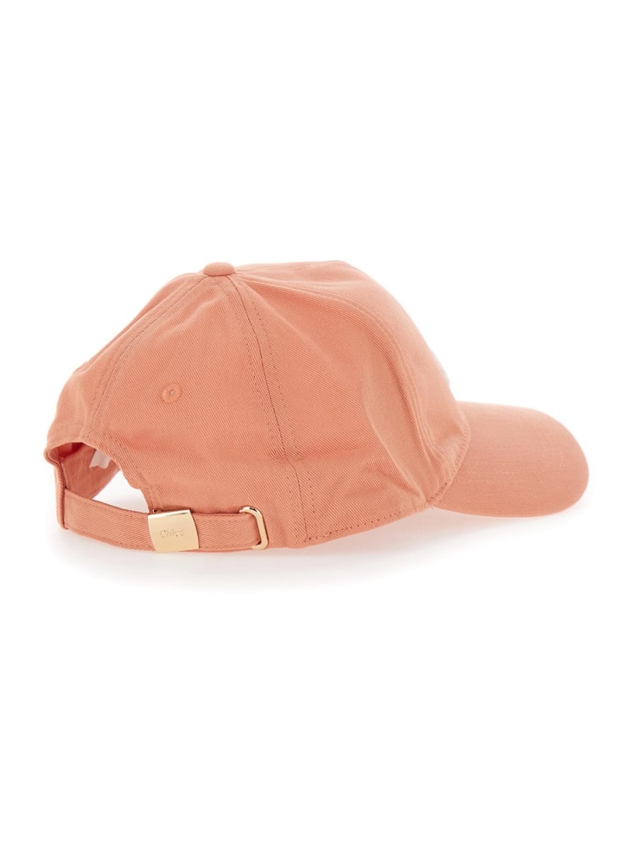 Chloé kids Cappello da Baseball con Logo Lettering sul Fronte in Cotone Arancione Bambina, view 2