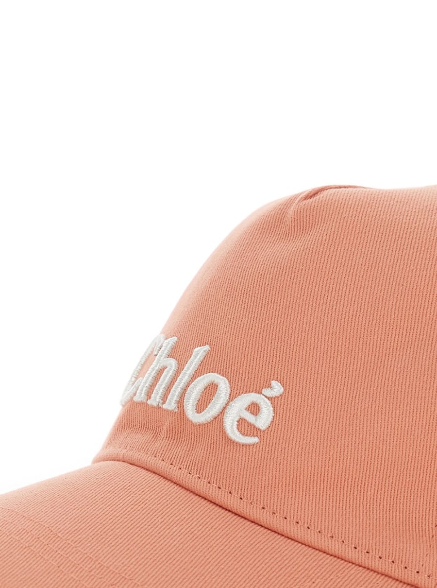 Chloé kids Cappello da Baseball con Logo Lettering sul Fronte in Cotone Arancione Bambina, view 3