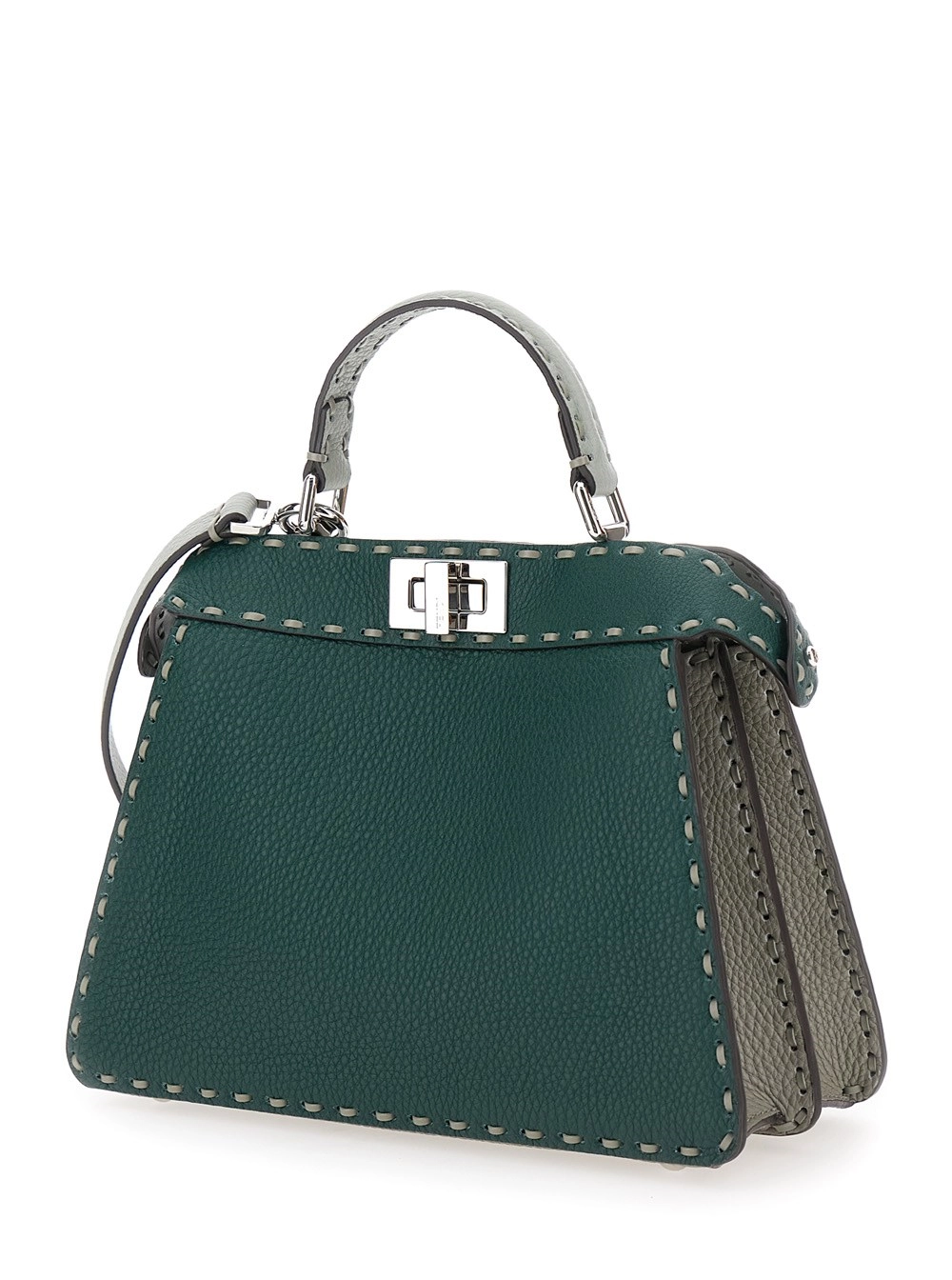 Fendi Borsa 'Peekaboo ISeeU Small' con Tracolla in Pelle Verde Donna, view 2
