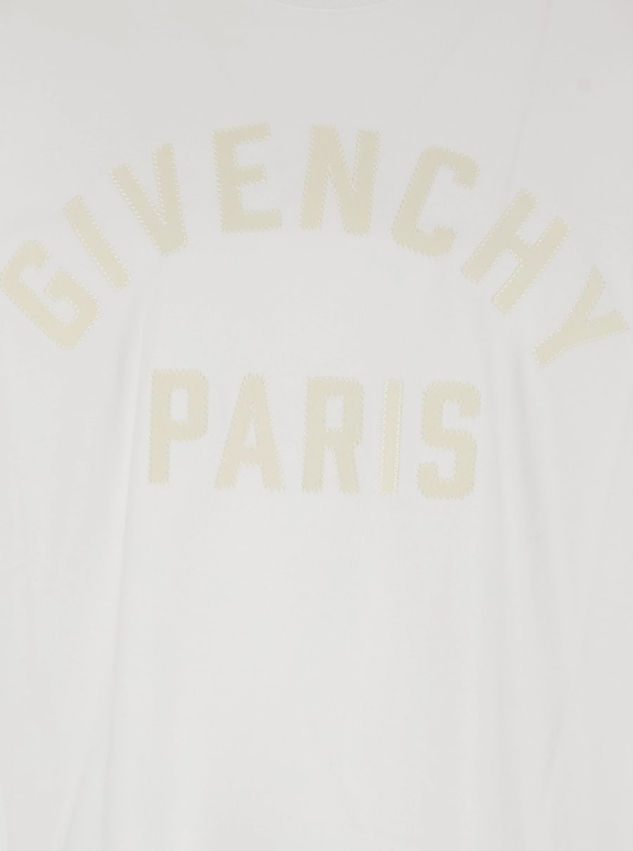 Givenchy T-Shirt Bianca con Maxi Logo sul Fronte in Cotone Uomo, view 3