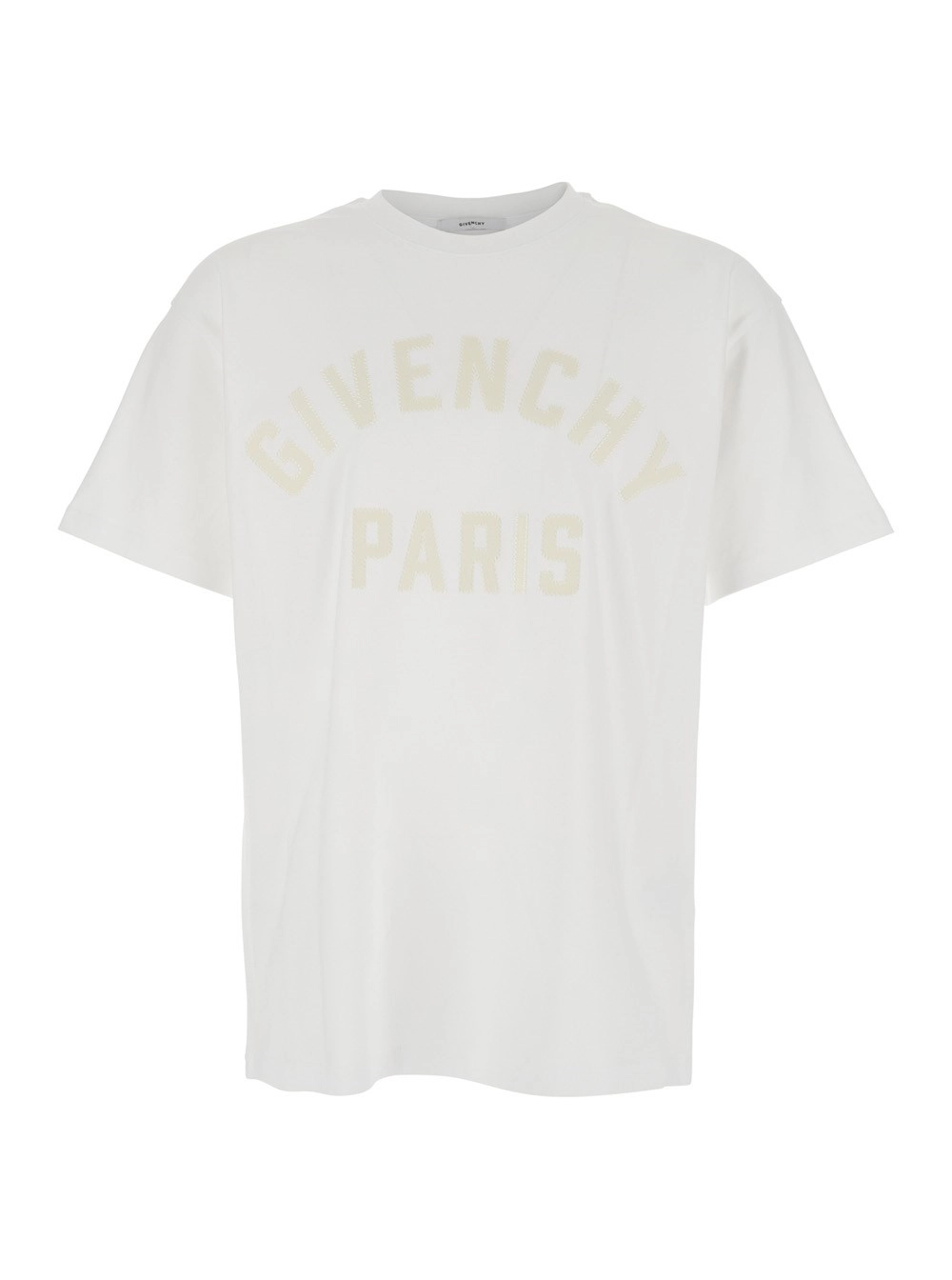 Givenchy T-Shirt Bianca con Maxi Logo sul Fronte in Cotone Uomo
