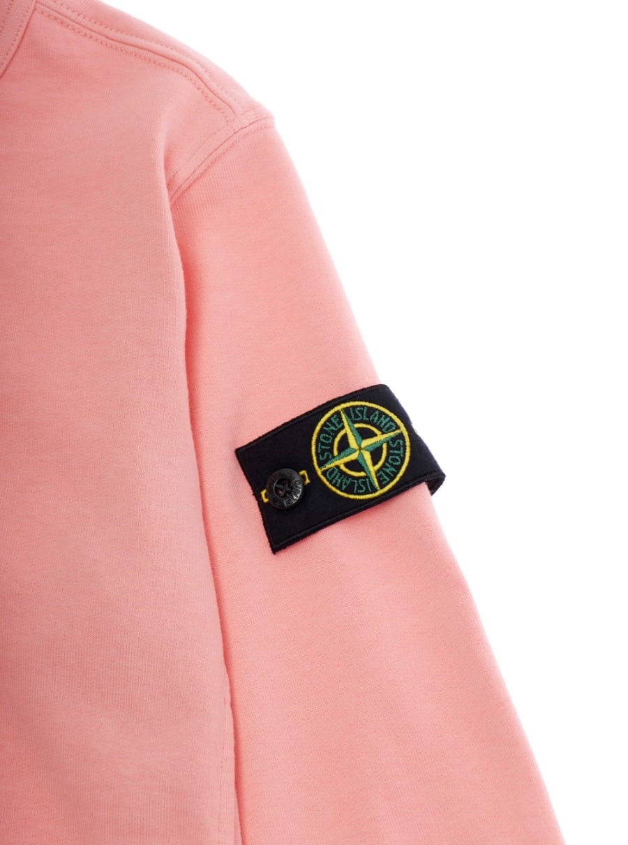 Stone island kids Felpa Girocollo 'L1S166100005S0040V008D' con Patch Logo sulla Manica in Cotone Rosa Bambino, view 3