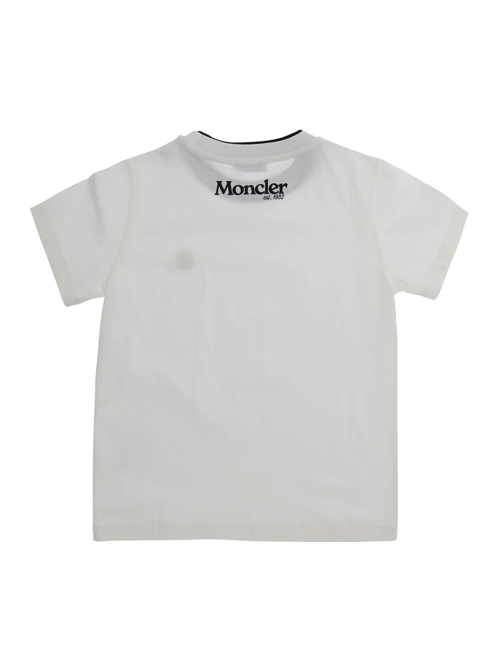Moncler kids T-shirt con logo e patch in cotone bianca bambino, view 2