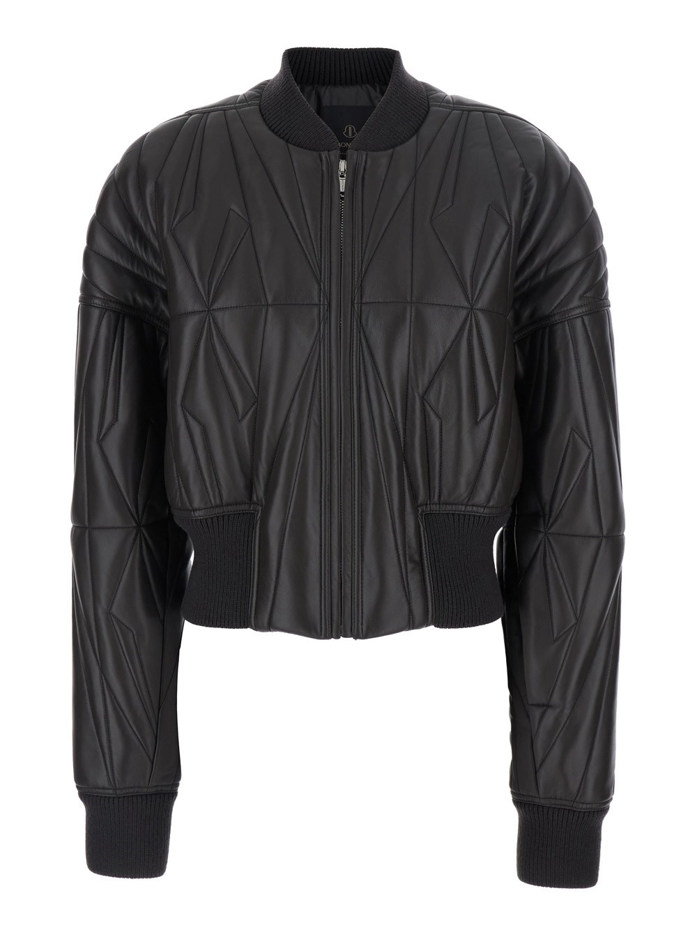 Rick owens x moncler Giubbotto Bomber 'Rick Owens X Moncler' Trapuntato con Patch Logo sulla Manica in Pelle Marrone Unisex
