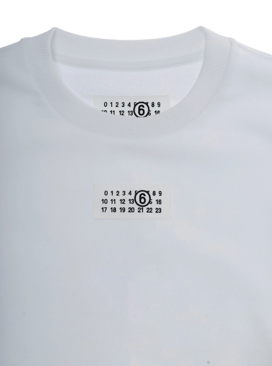 Mm6 maison margiela kids Felpa Girocollo con Logo Numerico sul Fronte in Cotone Bianca Bambino, view 3