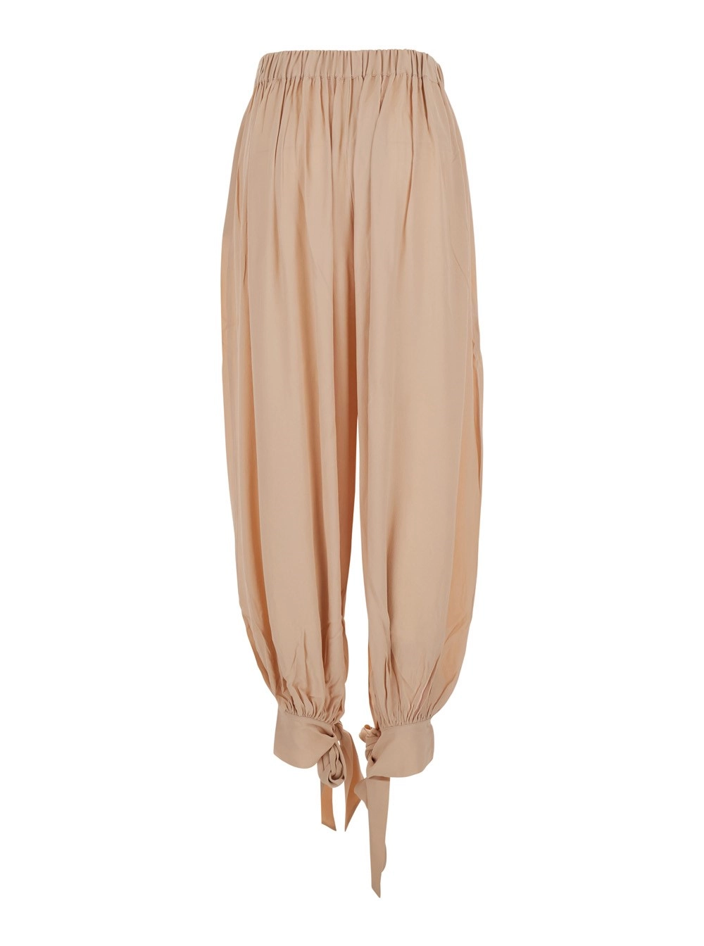 The andamane Pantaloni con Vita elasticizzata e nodi sugli orli in Tessuto Rosa Donna, view 2