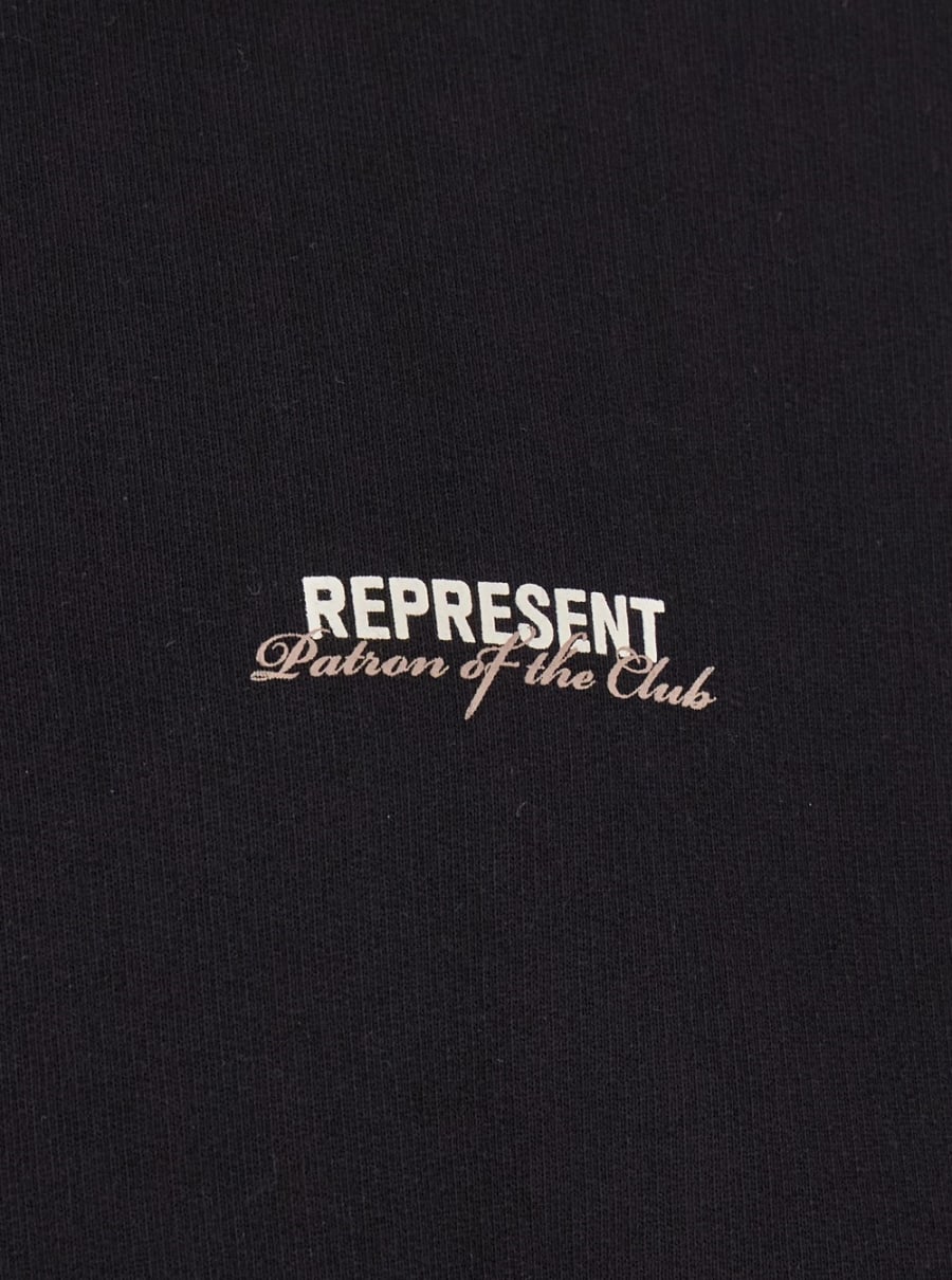 Represent Felpa 'Patron of The Club' con Stampa Logo Fronte e Retro in Cotone Nera Uomo, view 3