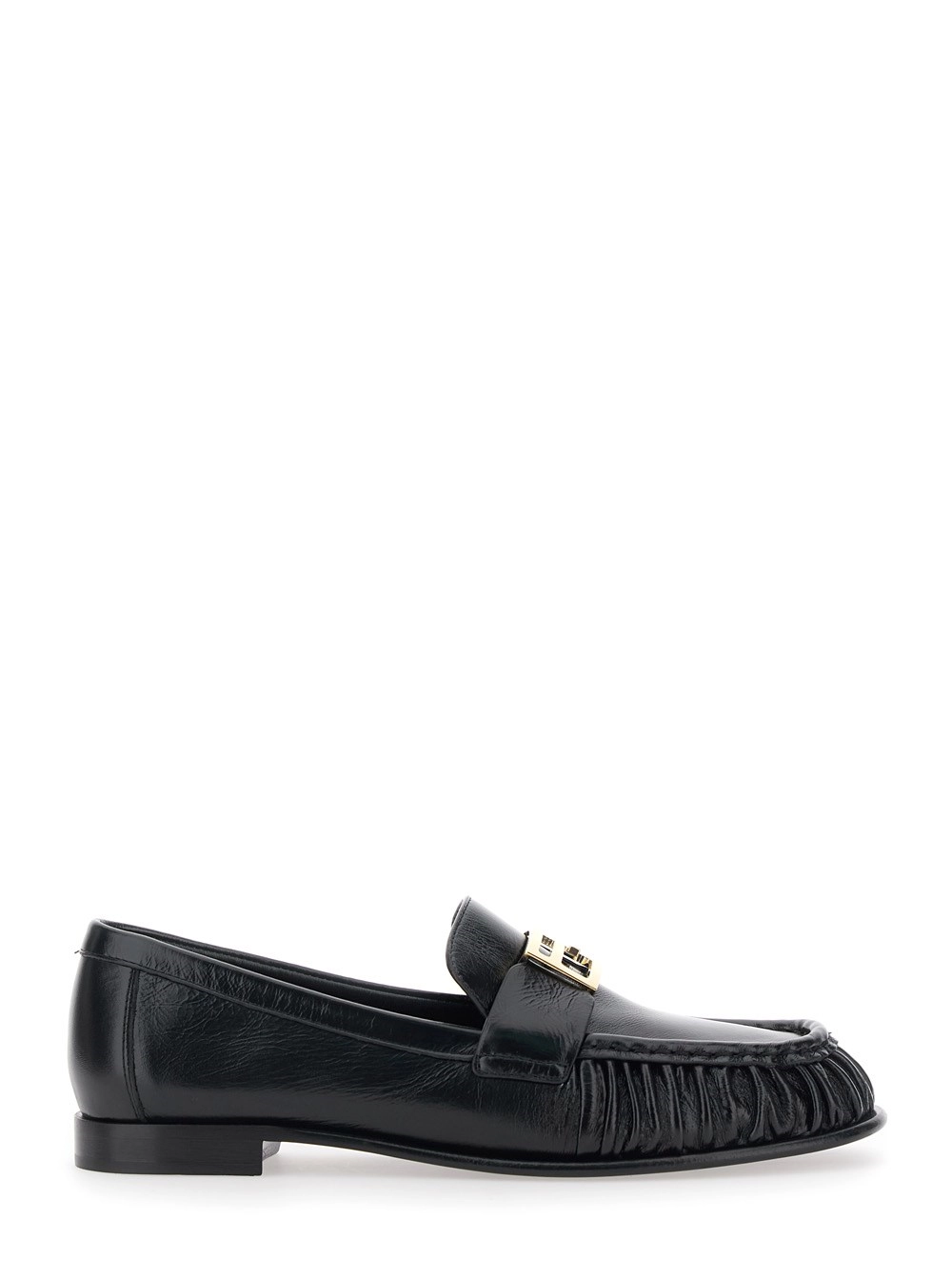Fendi Mocassini con Placca FF sul Fronte in Pelle Neri Donna
