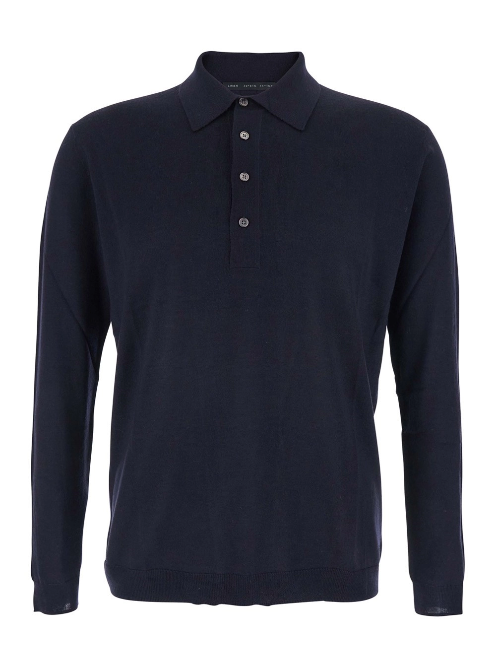 Low brand Maglia con Collo Stile Polo e Maniche Lunghe in Lana Blu Uomo