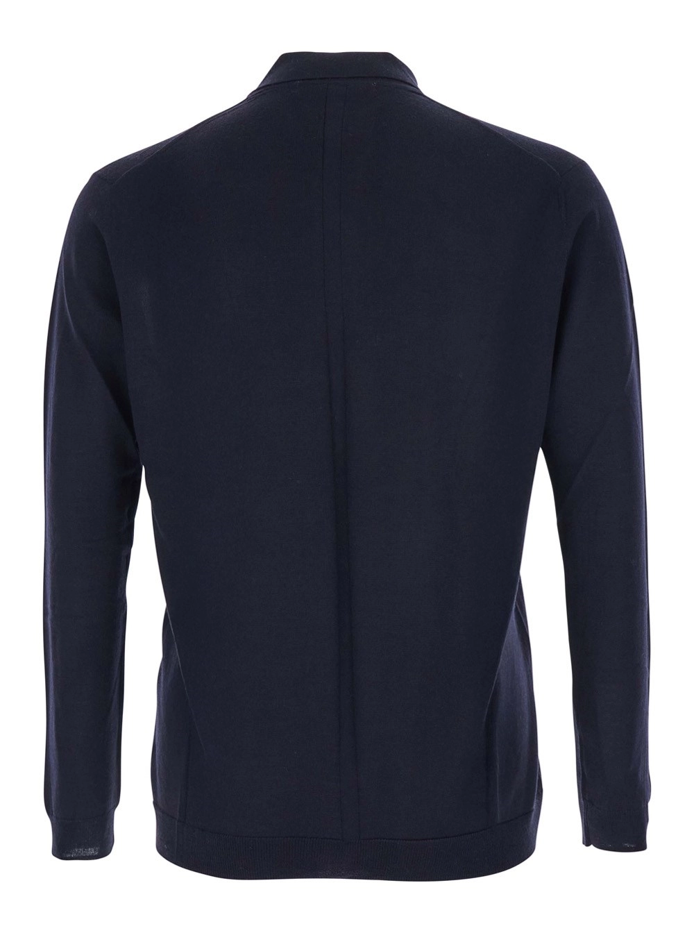 Low brand Maglia con Collo Stile Polo e Maniche Lunghe in Lana Blu Uomo, view 2