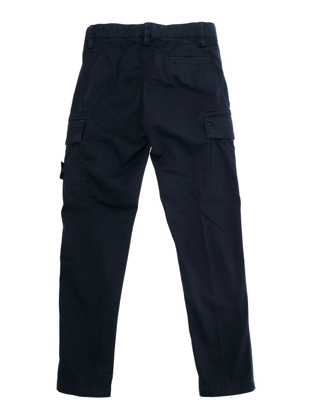 Stone island kids Pantalone con Passanti per Cintura e Patch Logo sul Fronte in Cotone Stretch Blu Bambino, view 2