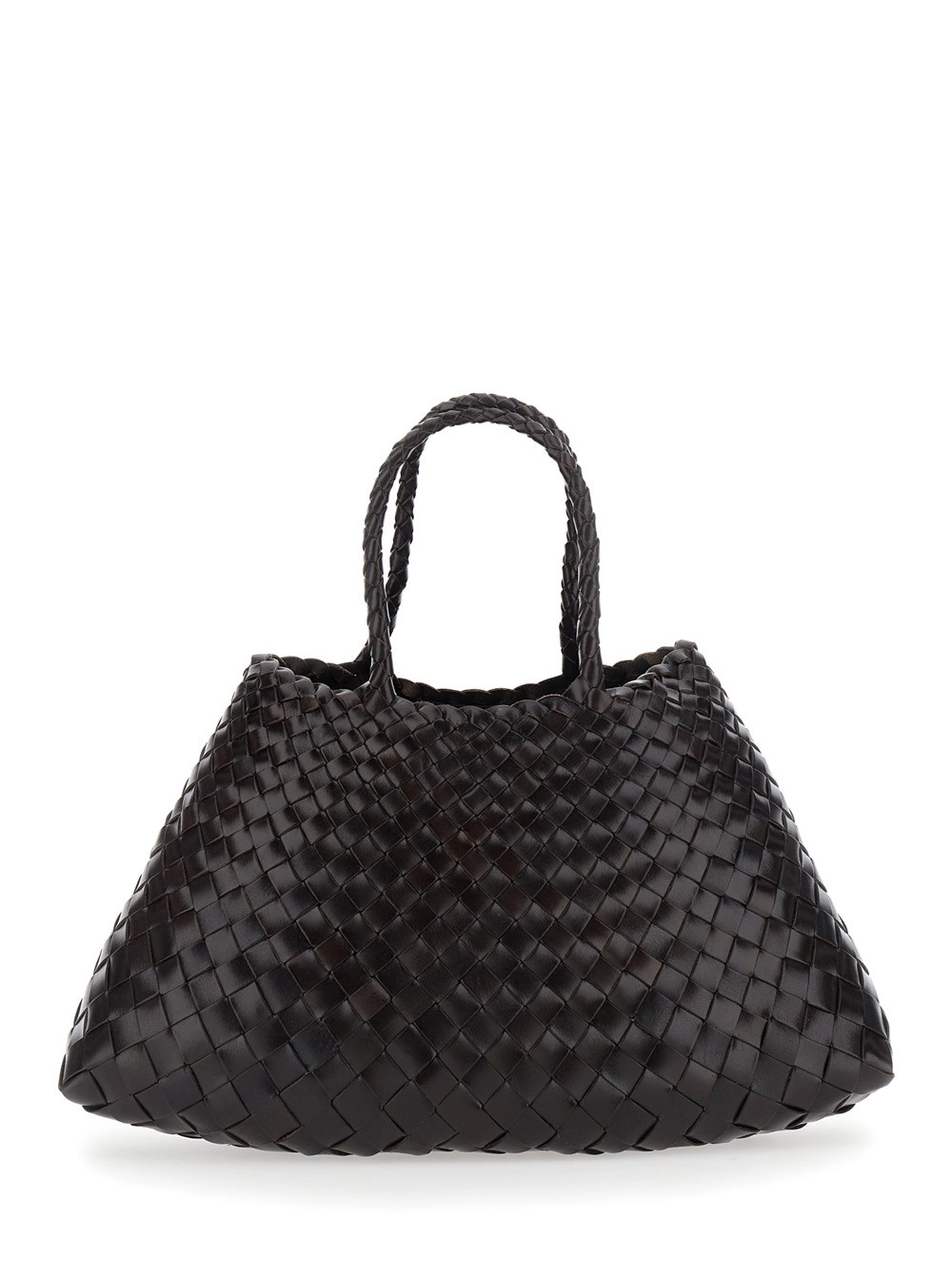 Dragon diffusion Borsa a Mano 'Santa Croce' Piccola con design intrecciato in pelle marrone donna