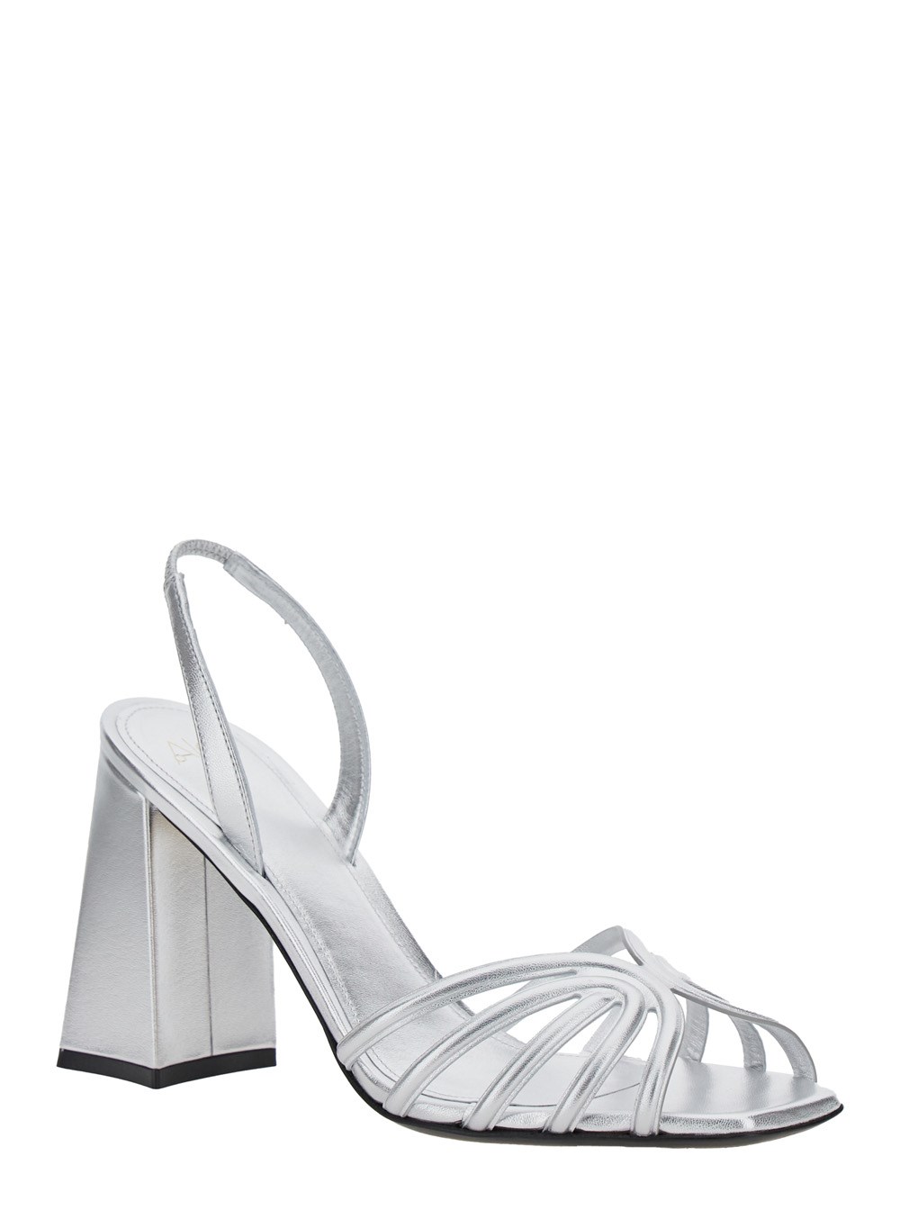 Alevì Sandali 'Tara' con Cinturino Elasticizzato e Tacco Largo in Pelle Metallici Donna, view 2